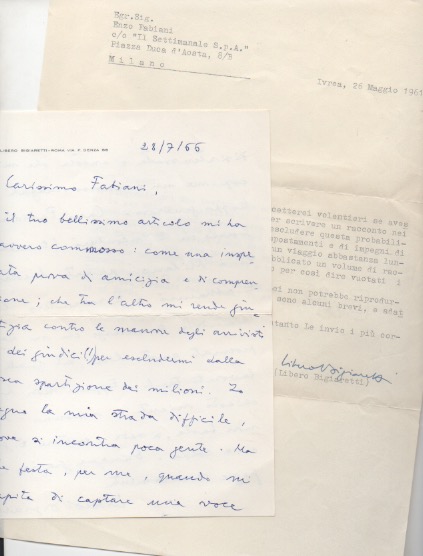 2 lettere, una autografa firmata e l'altra dattiloscritta con firma …