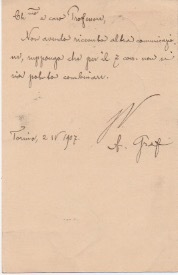 Cartolina postale viaggiata, autografa firmata inviata a Vittorio Ferrari. Datata …