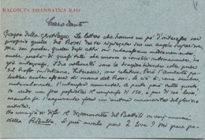 Biglietto autografo firmato inviato al Sig. Danti.