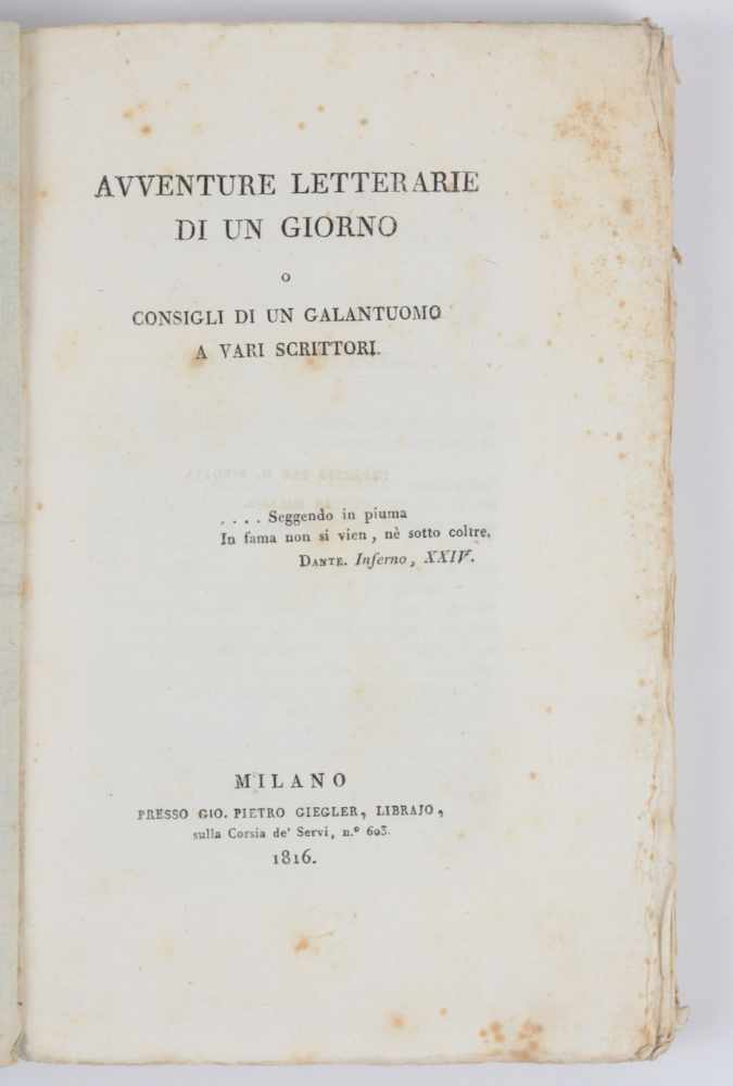 Avventure letterarie di un giorno o Consigli di un galantuomo …