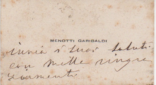 Biglietto da visita con annotazione autografa.