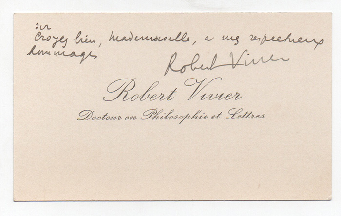 Biglietto da visita personale con dieci righe autografe firmate