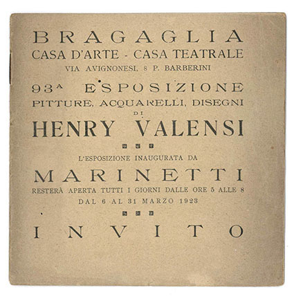 Bragaglia [.] 93a Esposizione pitture, acquarelli, disegni di Henry Valensi. …