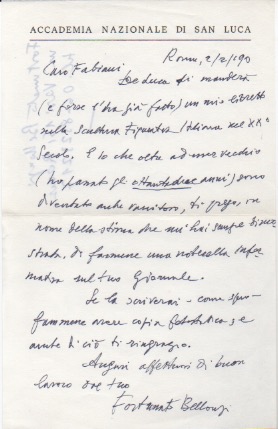 Breve lettera autografa firmata inviata al poeta e giornalista Enzo …
