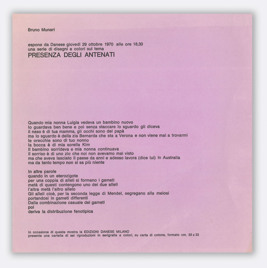 Bruno Munari | espone da Danese giovedì 29 ottobre 1970 …