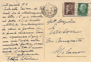 Cartolina postale autografa viaggiata inviata alla direzione dell'Edison, Milano. Datata …