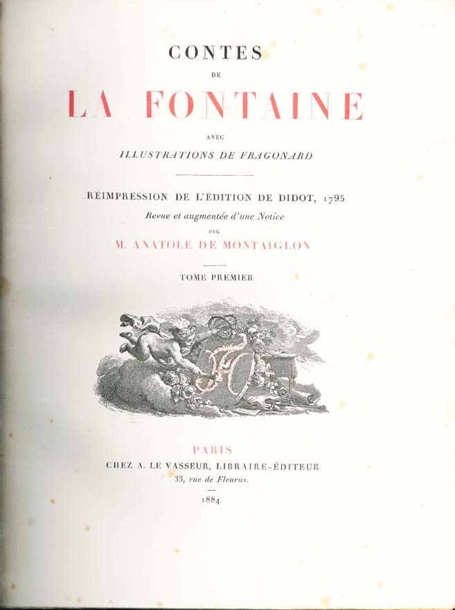 Contes de La Fontaine. Avec illustrations de Fragonard. Réimpression de …