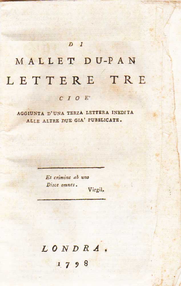 Di Mallet Du-Pan lettere tre cioè aggiunta d’una terza lettera …