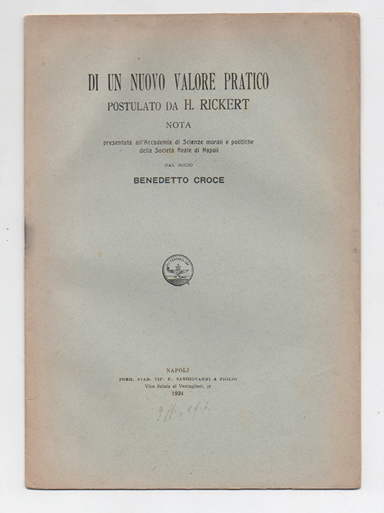 Di un nuovo valore pratico postulato da H. Rickert — …