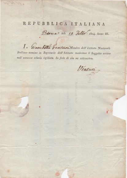 Documento a stampa con firma autografa datato 15 febbraio 1804 …