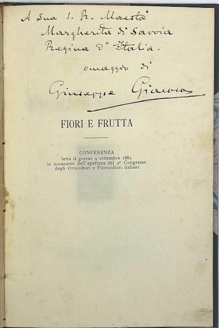 Fiori e frutta [con dedica autografa dell’autore a MARGHERITA DI …
