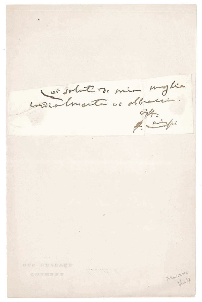 Frammento di lettera autografa firmata