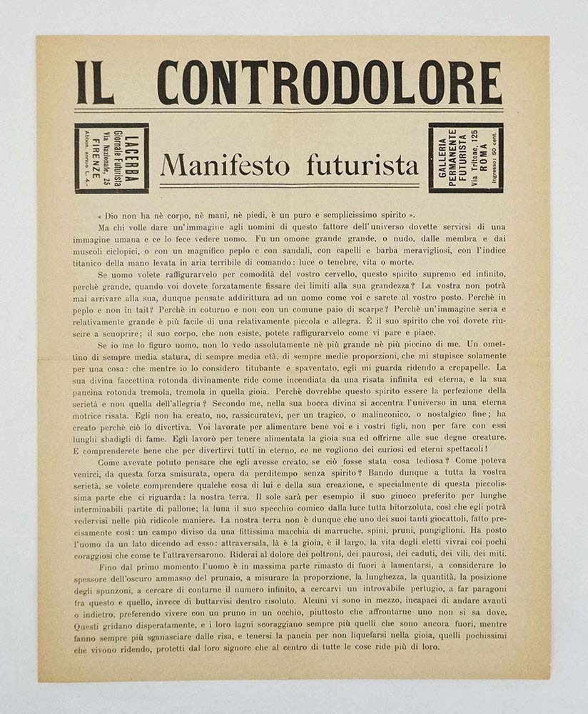 Il controdolore. Manifesto futurista