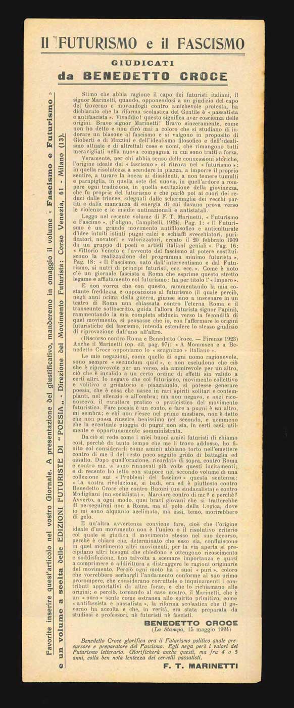 Il Futurismo e il Fascismo giudicati da Benedetto Croce