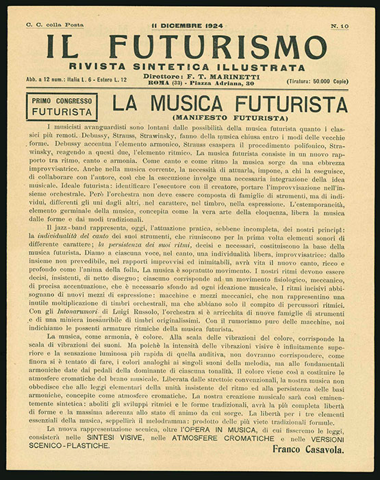 Il Futurismo: Rivista sintetica illustrata - N. 10: La Musica …