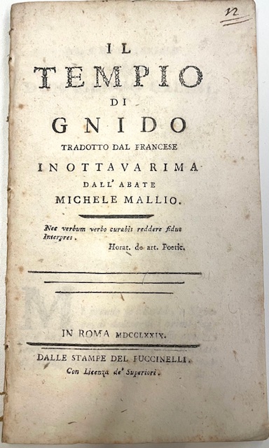Il tempio di Gnido. Tradotto dal francese in ottava rima …