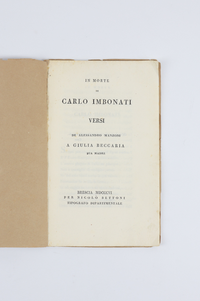 In morte di Carlo Imbonati. Versi di Alessandro Manzoni a …