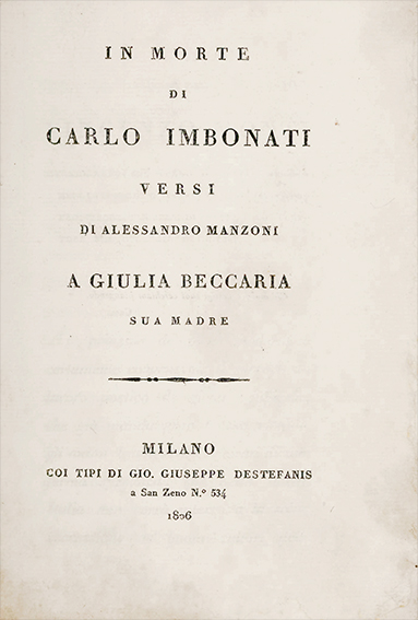 In morte di Carlo Imbonati. Versi di Alessandro Manzoni a …