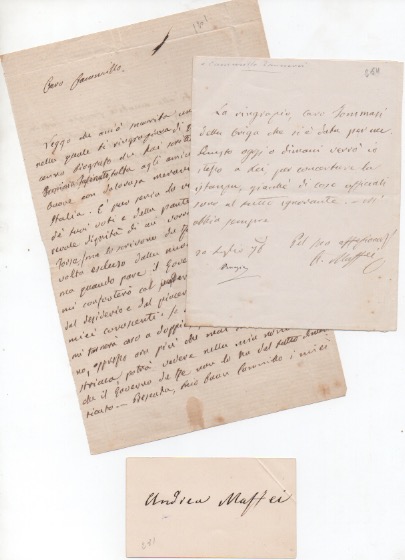 Insieme di 2 lettere autografe firmate, datate 1876 e 1877, …