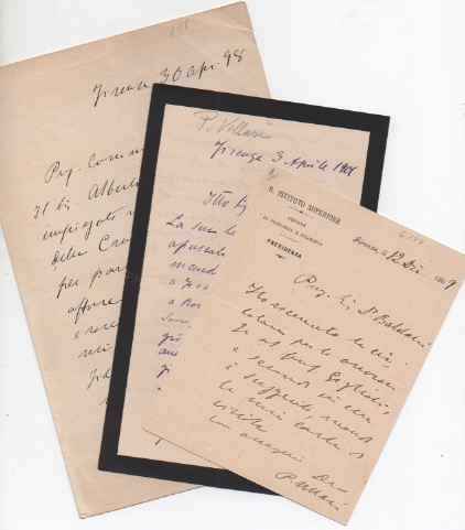 Insieme di 3 lettere autografe firmate, datate 1898 e 1909 …