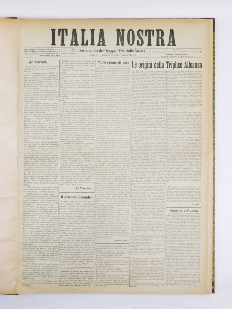 Italia Nostra. Settimanale del Gruppo Pro Italia Nostra