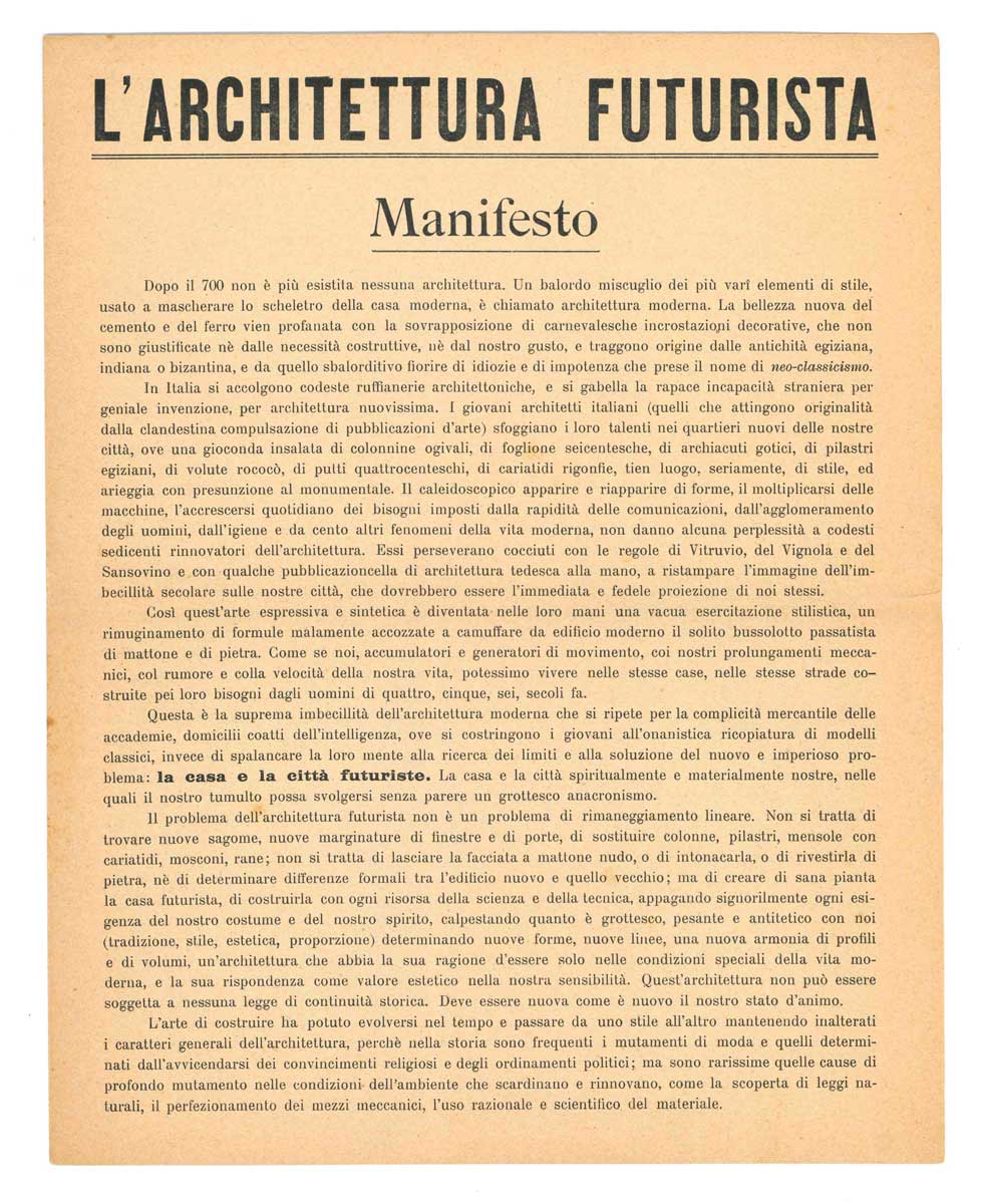 L’architettura futurista. Manifesto