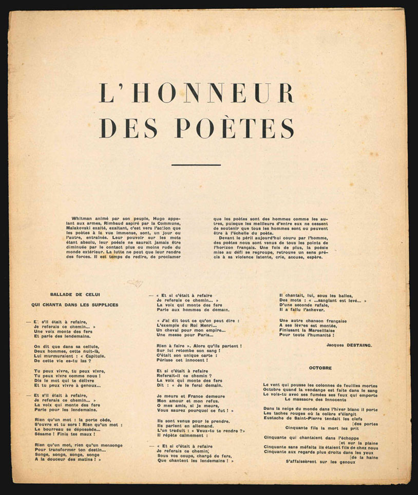 L’Honneur des poètes