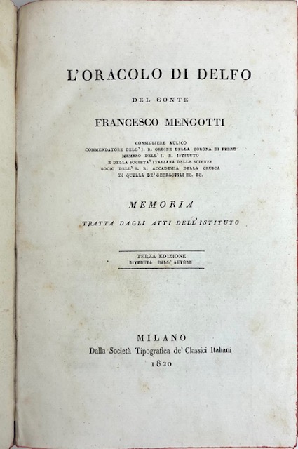 L’oracolo di Delfo [.]. Memoria tratta dagli Atti dell’Istituto - …