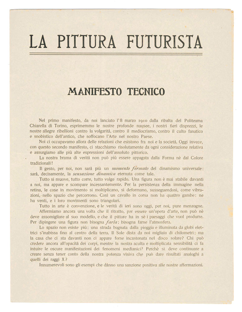 La Pittura futurista. Manifesto tecnico