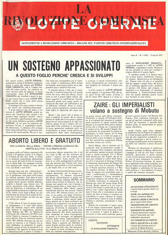 La rivoluzione comunista. Raccolta supplemento murale a Rivoluzione comunista - …