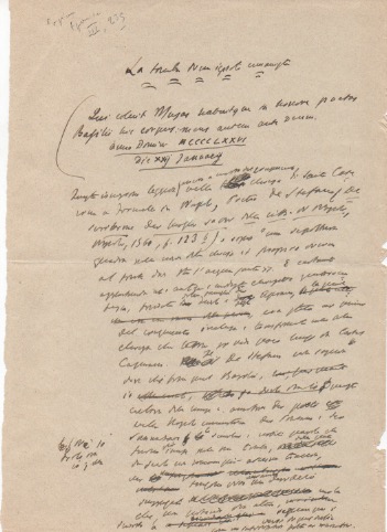 “La tomba d’un ignoto umanista”. Manoscritto autografo