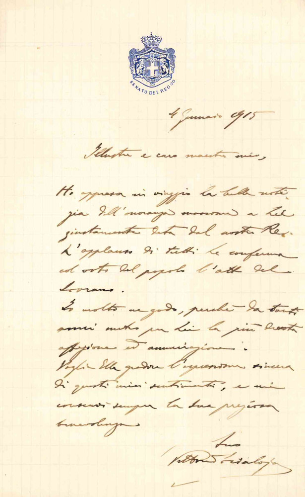 Lettera autografa a Paolo Boselli