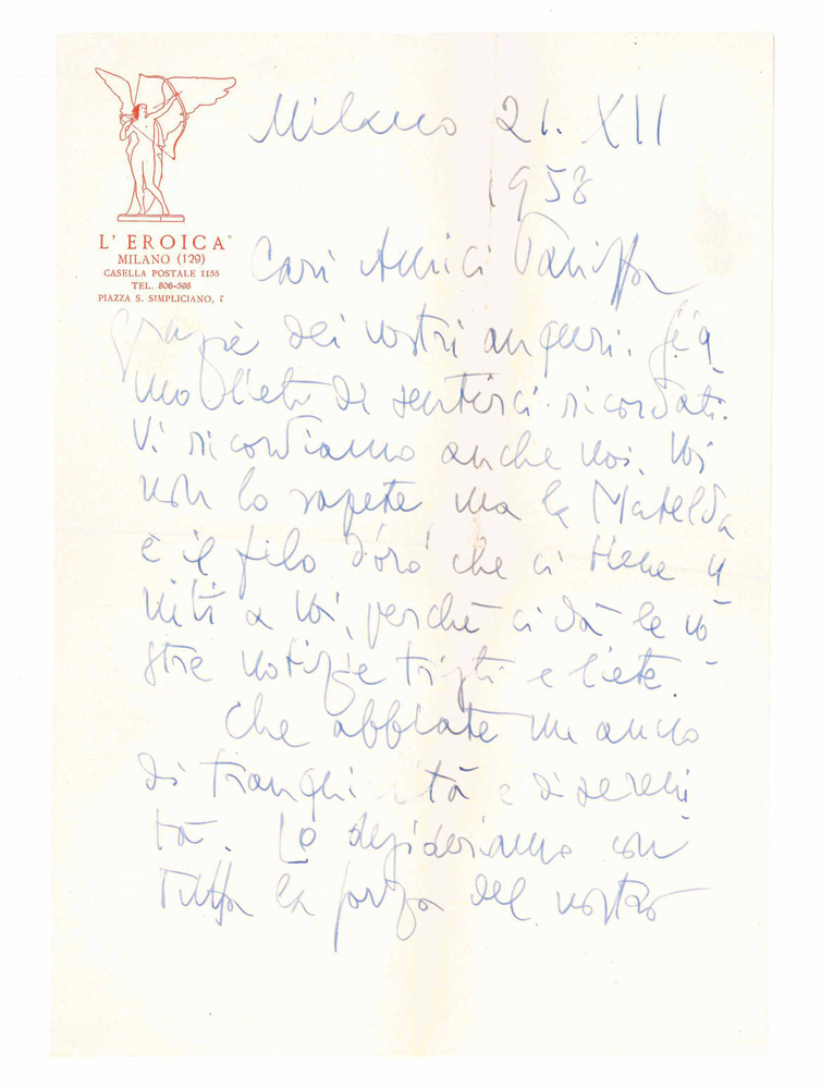 Lettera autografa firmata