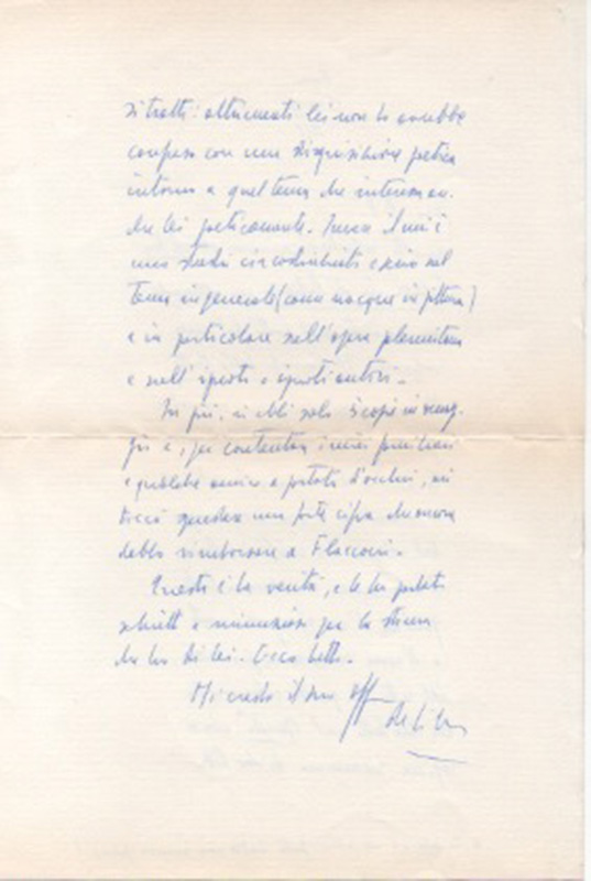 Lettera autografa firmata. Datata 15 maggio 1959, Roma