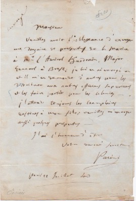 Lettera autografa firmata, datata 22 luglio 1843 - Parigi, inviata …