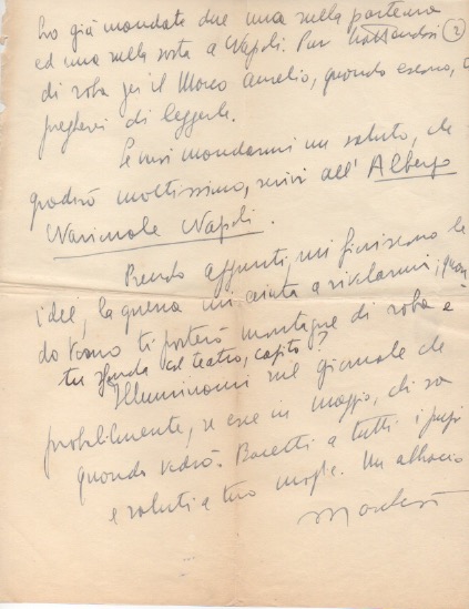 Lettera autografa firmata, datata 26 aprile 1942 - Napoli, inviata …