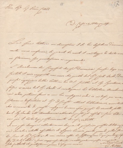 Lettera autografa firmata, datata 28 marzo 1827 - ”Da Casa” …