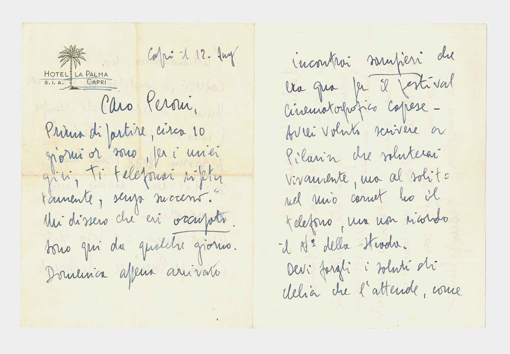 Lettera autografa firmata, inviata a Carlo Peroni