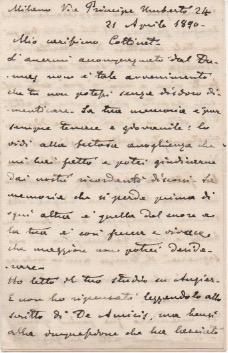 Lettera autografa firmata inviata a Cottinet. Datata 21 aprile 1890.