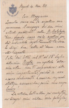 Lettera autografa firmata inviata a Maggiorino