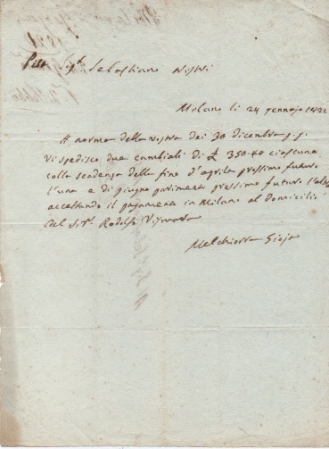 Lettera autografa firmata inviata a Sebastiano Nistri. Datata 24 gennaio …