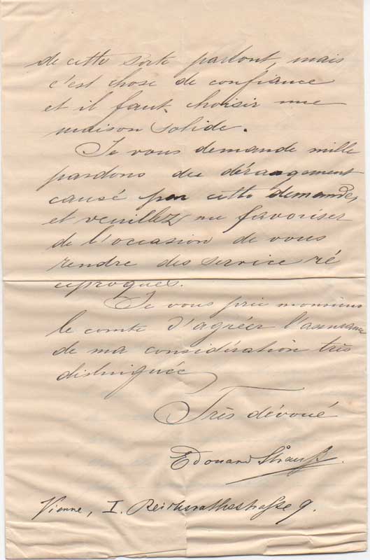Lettera autografa firmata inviata al conte [di San Martino]. Datata …