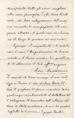 Lettera autografa firmata inviata al cugino Toni. Datata “Natale 1909”.