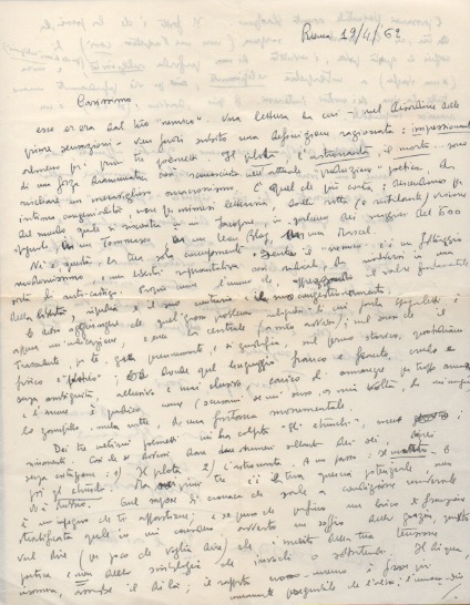 Lettera autografa firmata inviata al poeta e giornalista Enzo Fabiani. …