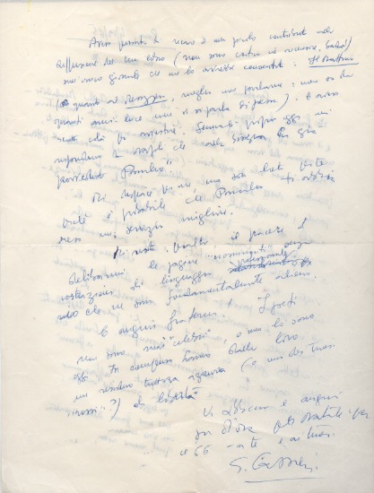 Lettera autografa firmata inviata al poeta e giornalista Enzo Fabiani. …