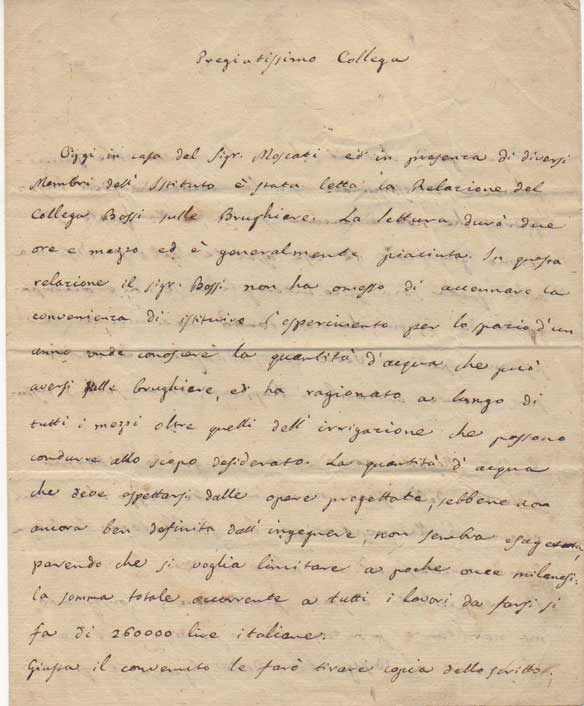 Lettera autografa firmata inviata, datata 20 dicembre 1817 - Milano, …