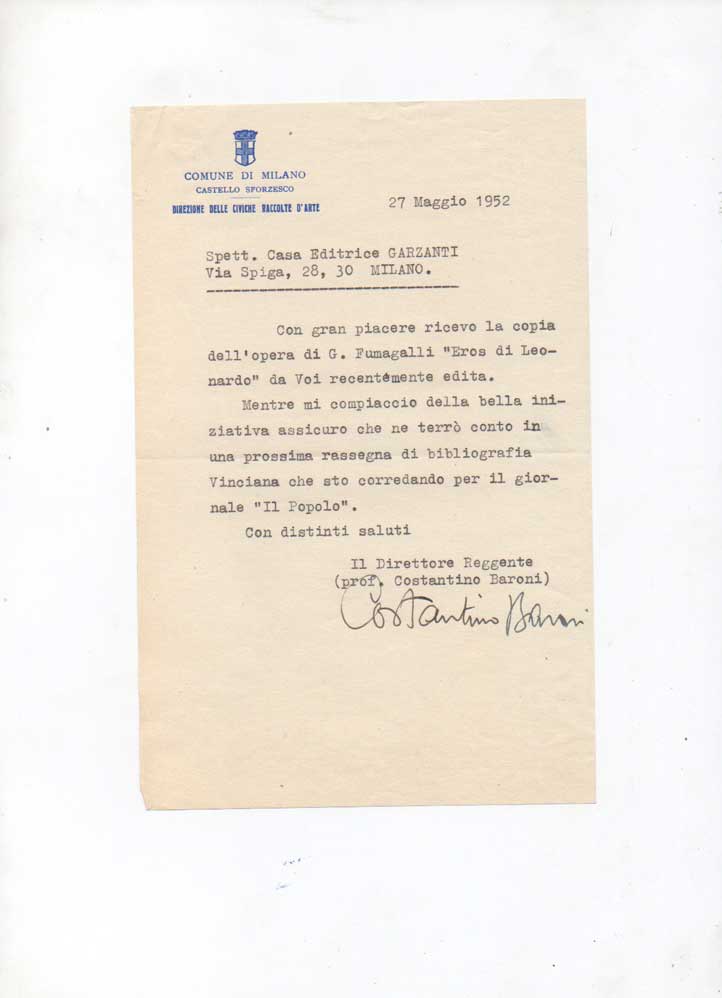 Lettera dattiloscritta con firma autografa, datata 27 maggio 1952 - …