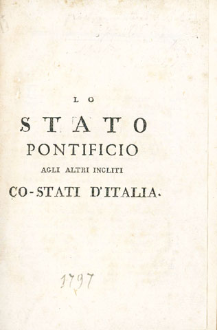 Lo Stato Pontificio agli altri incliti co-stati d’Italia