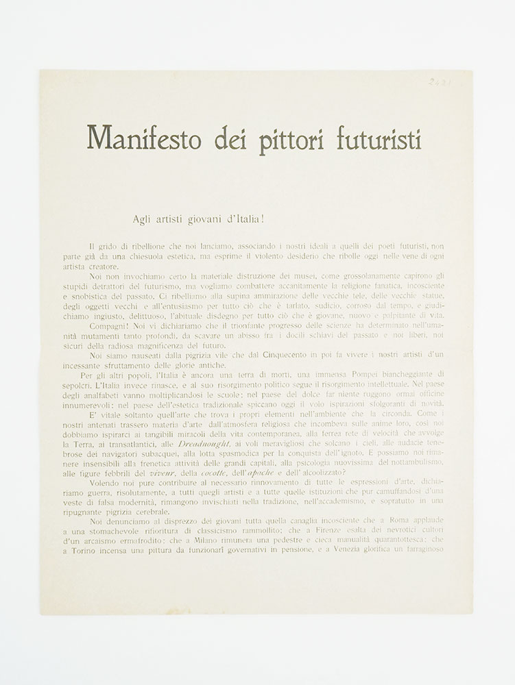 Manifesto dei pittori futuristi [PRIMA EDIZIONE, PRIMA TIRATURA]