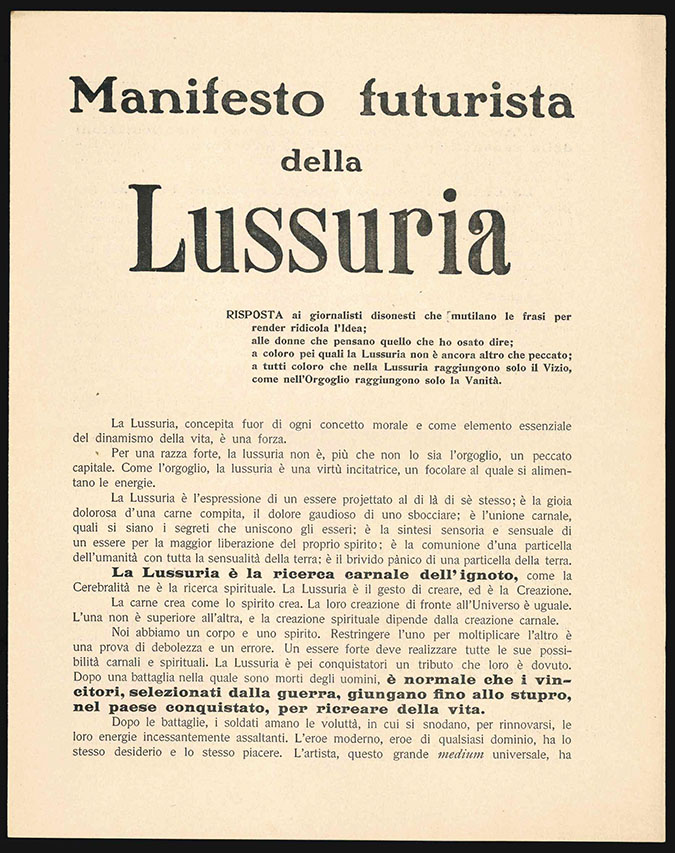 Manifesto futurista della Lussuria